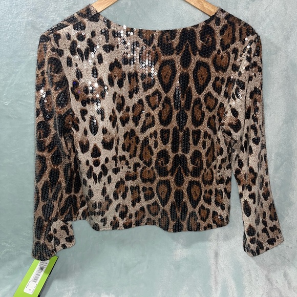 Brand New Leopard Print Sequin Cardigan - Picture 2 of 3